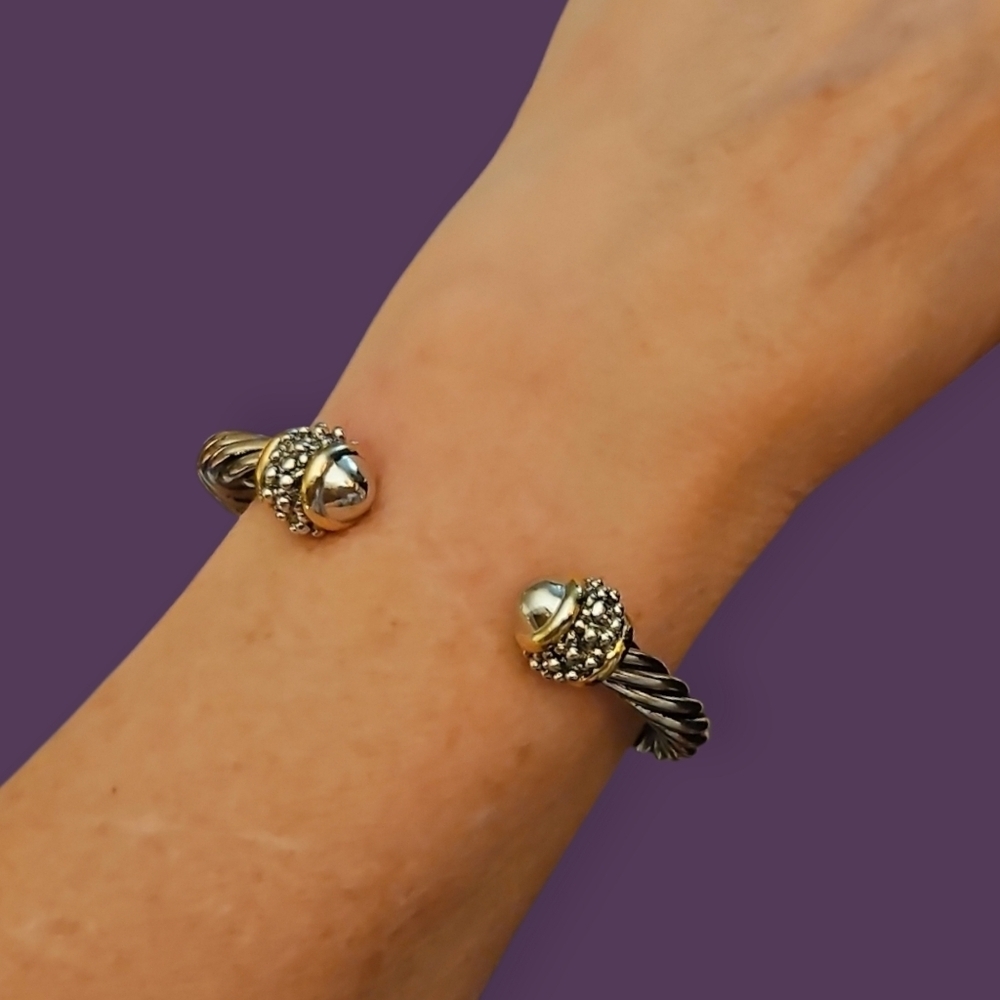 Vintage Twisted Metal Cable Rope Cuff Bracelet
